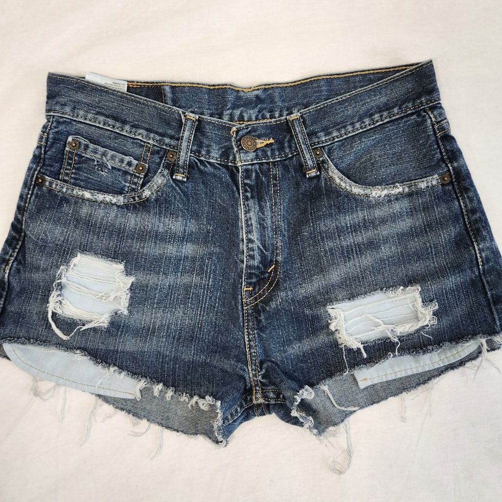 LEVI'S 508 Jeans Shorts High Rise Distressed Size W30 L30 100% Cotton LIKE NEW! - Picture 5 of 16